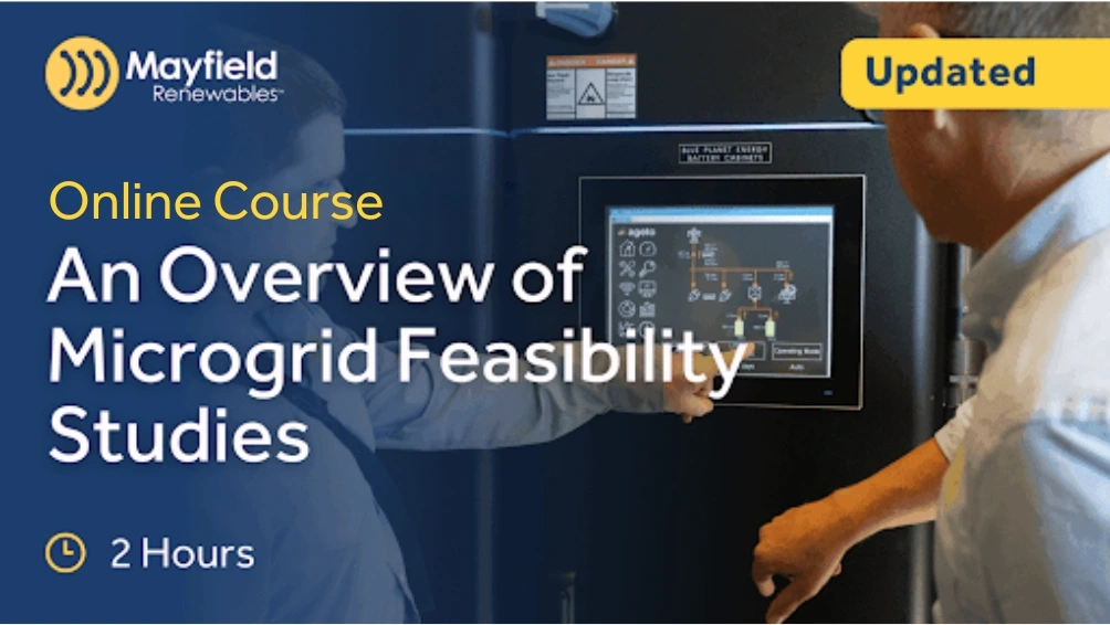 Online course overview of microgrid feasibility studies with engineers reviewing control panel